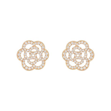 chanel gold camellia ring|chanel diamond camelia earrings.